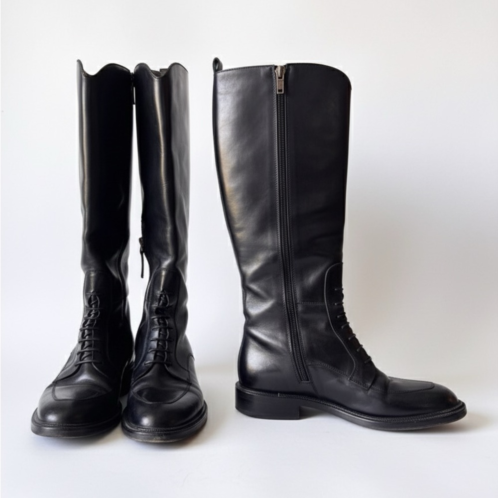Sartore Black Leather Knee-High Boots